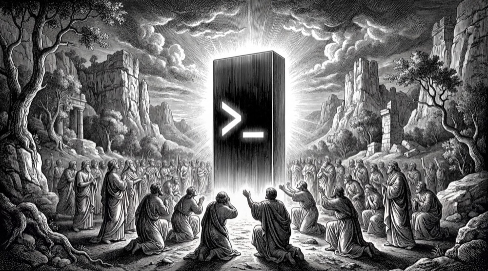 A monolithic terminal rising from the ground