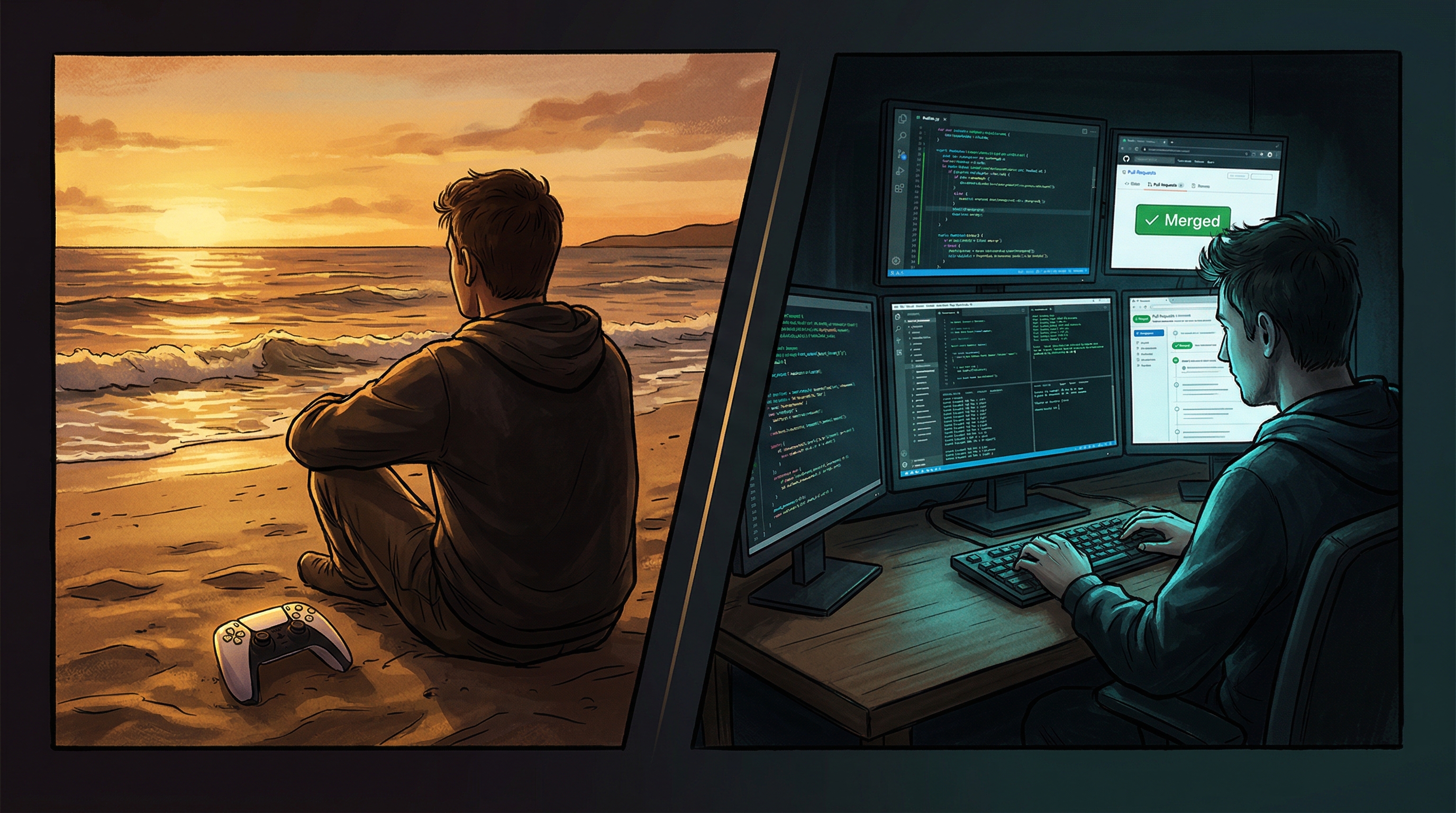 Rest as input: nature, gaming, and disconnection feeding into clear code and shipped PRs